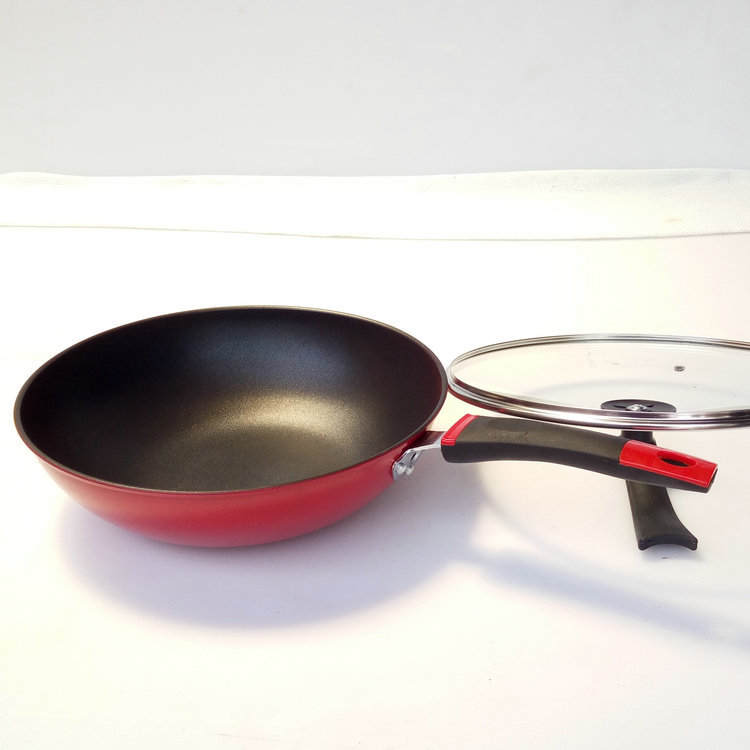 32cm红色经典炒锅不粘无烟精铁锅会销礼品套装锅