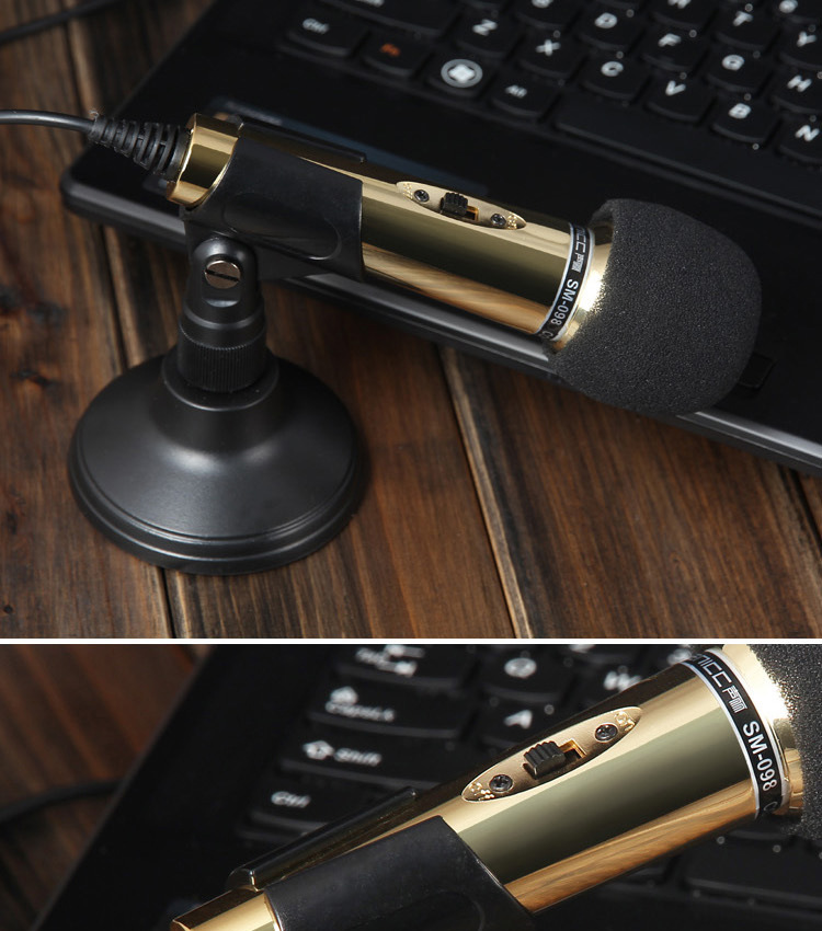 声丽098黄金版麦克风 电脑手机yy 语音 网络k歌 会议话筒金属麦