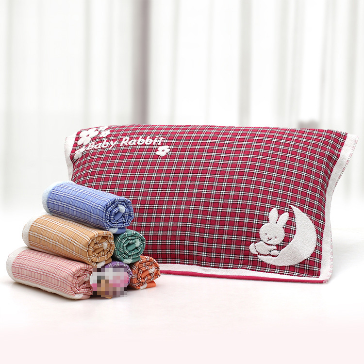 双层布艺月亮兔枕巾家居纯棉枕巾双层布艺枕巾加厚柔软舒适枕巾