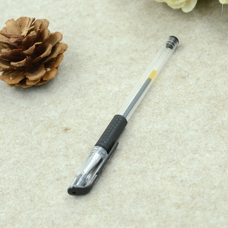 热卖小欧标0.5mm子弹头中性笔 签字笔 水性笔透明笔杆 办公专用笔