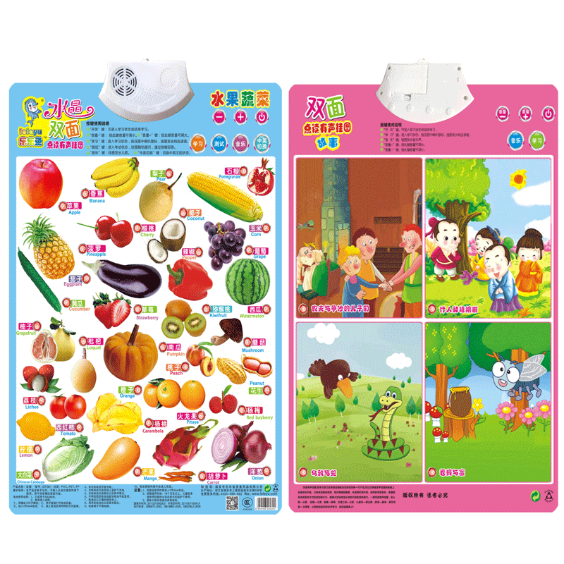 2016婴幼儿益智玩具乐乐鱼水晶双面点读有声挂图