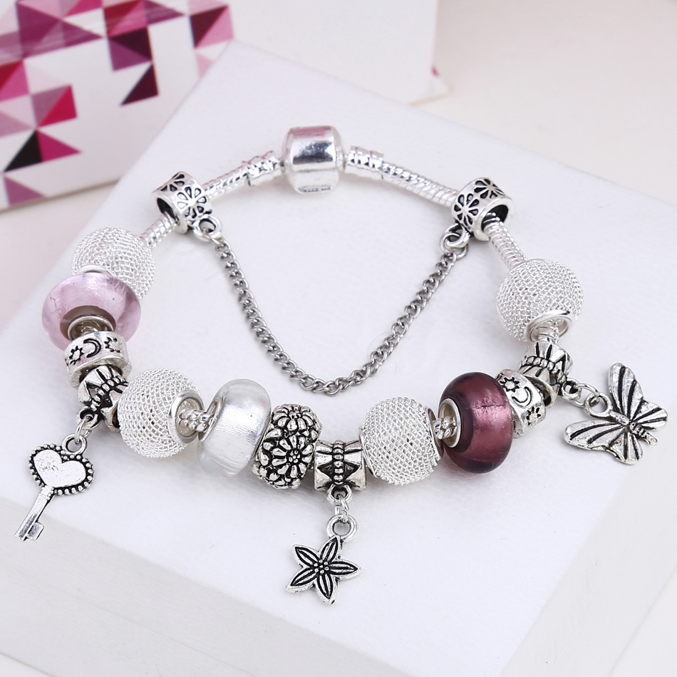 速卖通热卖爆款 铁丝网球 欧美外贸diy串珠饰品批发 潘系朵拉手链