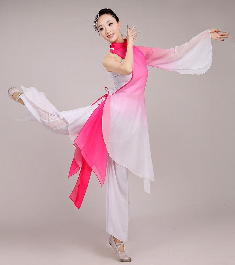 2016新款古典舞演出服水袖表演服扇子舞伞舞民族舞蹈秧歌服成人女