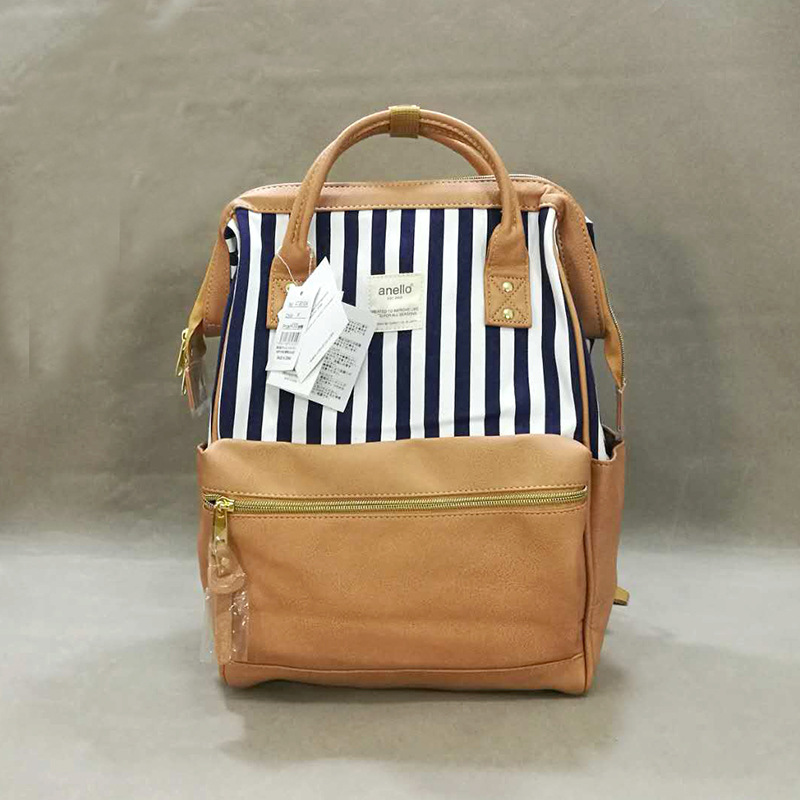 皮革拼接anellopu日本乐天双肩包时尚潮流女士手提双肩背包旅行