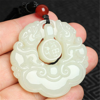 新疆和田玉双貔貅挂坠正品白玉貔貅福字吊坠招财纳福玉挂件批发