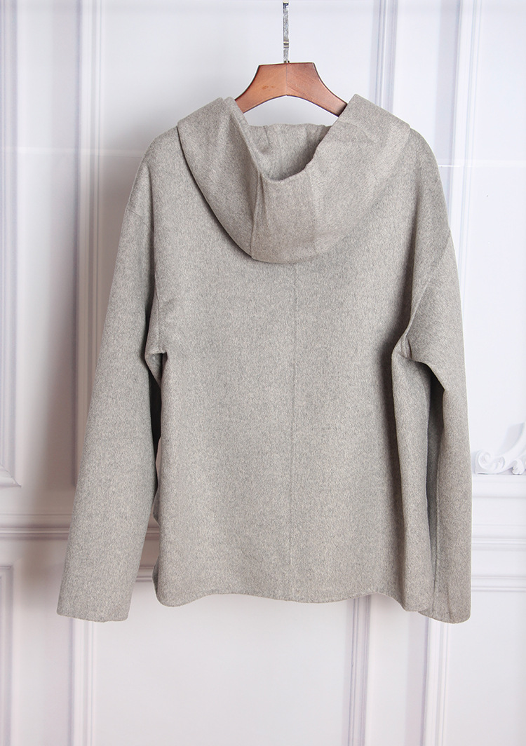 羊绒衣东大门双面手缝连帽款羊绒大衣毛呢外套女秋冬装