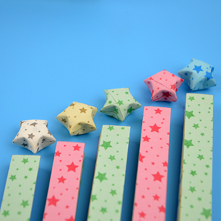 星星图案纸叠星星吸管许愿瓶长条折纸许愿星diy手工纸