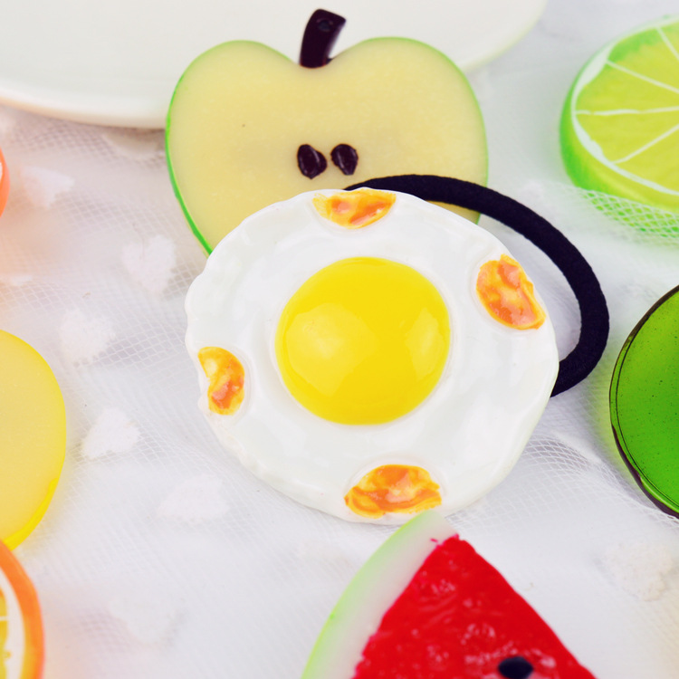 森系发饰软妹发夹水果发圈西瓜发夹柠檬小清新水果柠檬发夹