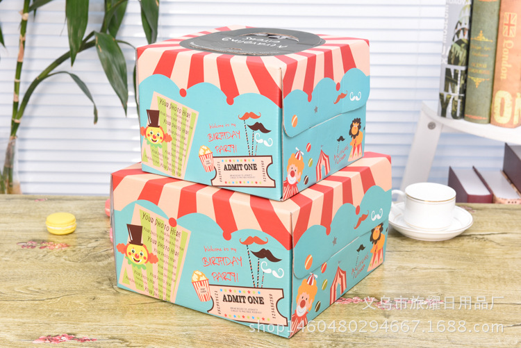 10寸韩版马戏团主题蛋糕盒 卡通蛋糕包装盒 烘培西点包装盒子