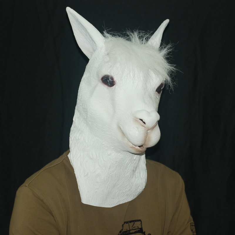 羊驼头套 cos动物道具 批发万圣节面具 均码圣兽马头山羊