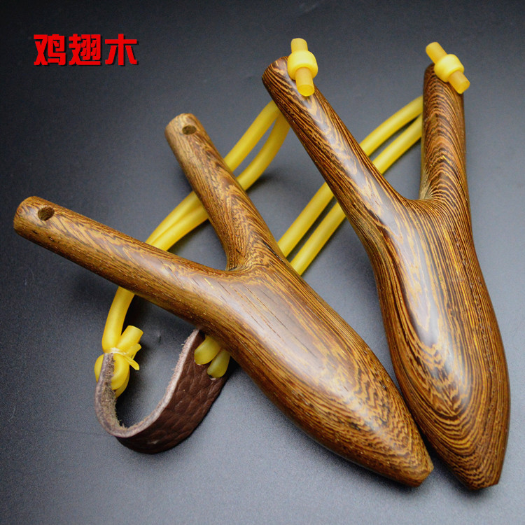 红木天然花纹纯实木质弹弓鸡翅木弹弓加强力传统皮筋木叉弹弓