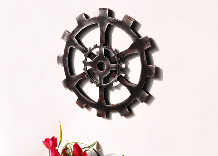 复古工业风 黑色齿轮壁饰 30cm酒吧艺术墙壁挂钩 齿轮装饰品cl310
