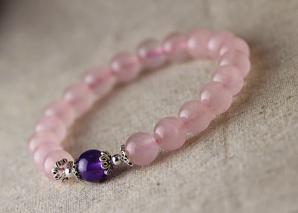 马达加斯加天然粉晶手链 紫水晶女时尚百搭招桃花手串饰品批发