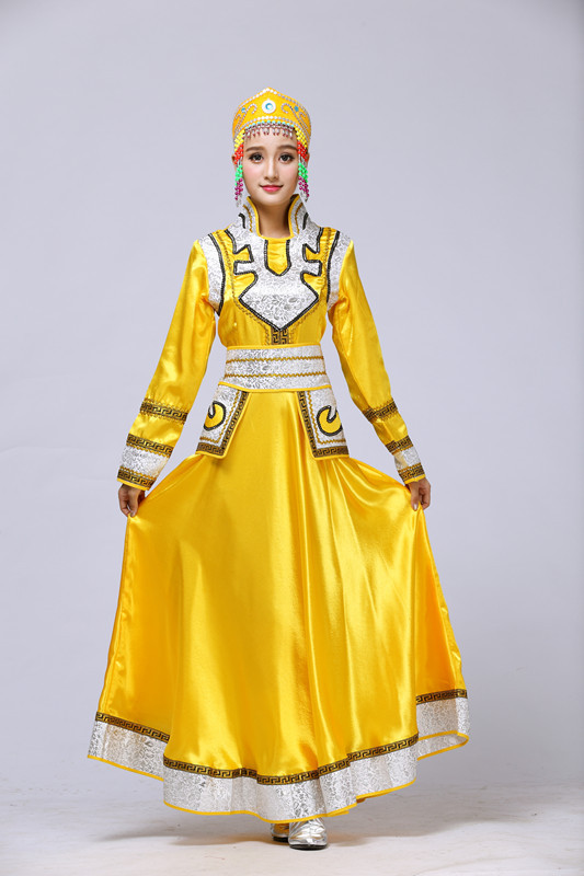 蒙古族舞蹈演出服女内蒙古大草原民族广场舞表演服装长裙