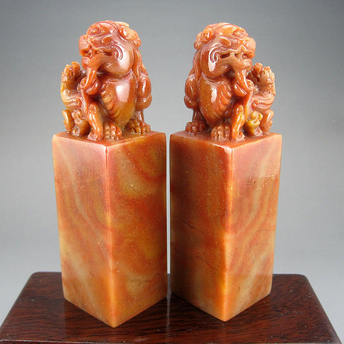 福建寿山石文峰正品老挝石篆刻石料印章石批发龙凤貔貅对章直播购