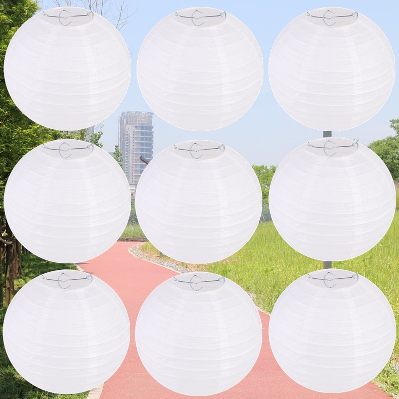 White Chinese Lantern Wholesale round Wedding Lantern Children's Painting DIY Lantern Cross-Border Paper Lamp Shade Lighting