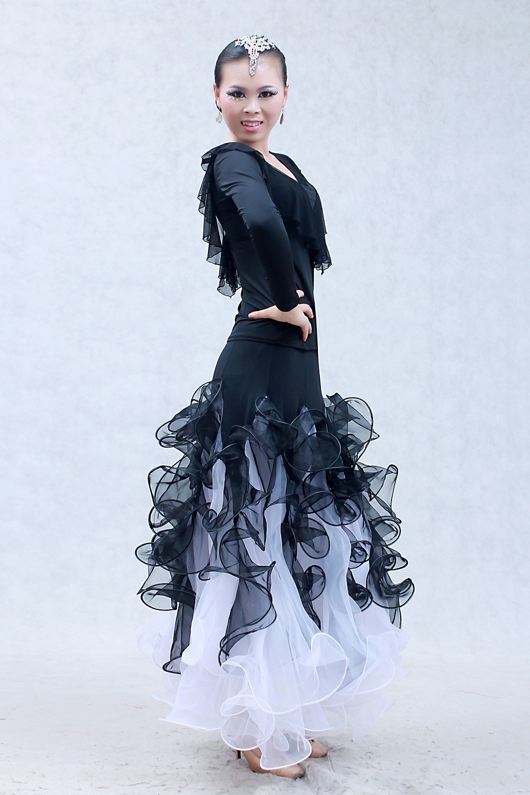 摩登舞大摆裙 国标舞裙 广场舞裙 舞蹈练习裙 摩登舞裙2016新款