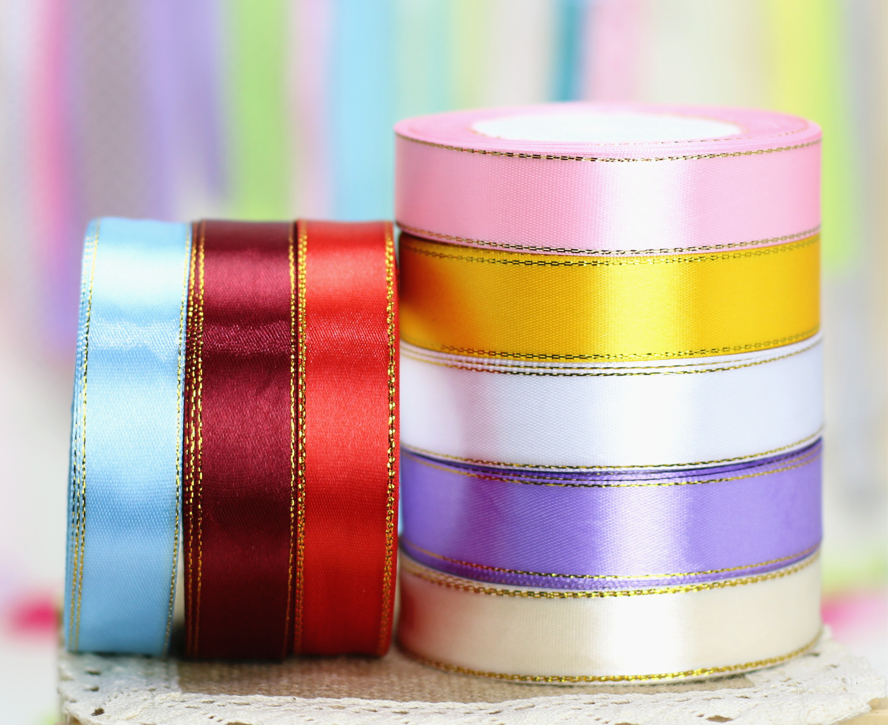 金边银边缎带2cm 礼盒包装蝴蝶结丝带 节庆装饰绸带蛋糕扎带 现货