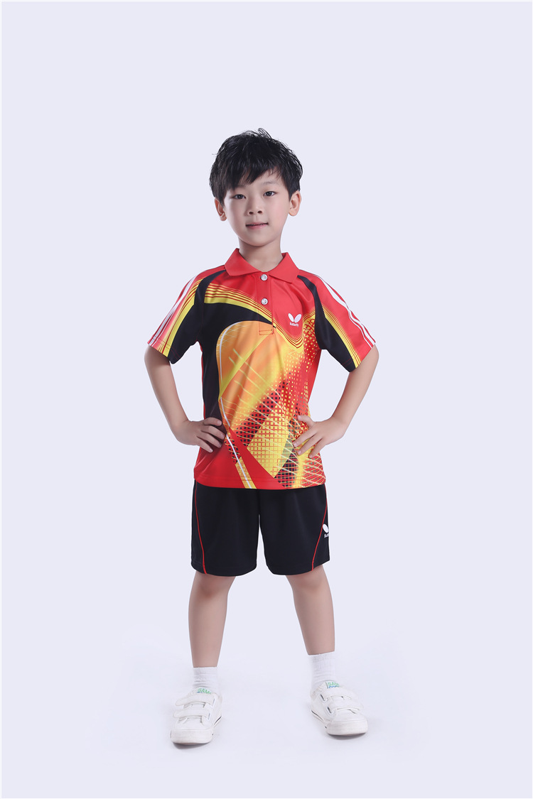 儿童乒乓球服翻领短袖上衣速干夏季羽球衣服培训训练服印字印logo