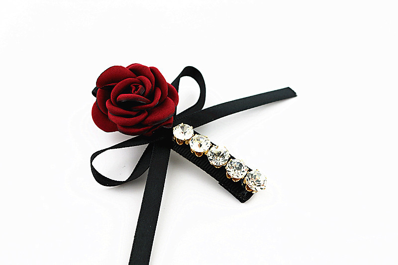 女神超闪 韩国进口水钻发夹春新款蝴蝶结花朵发卡边夹刘海夹发饰