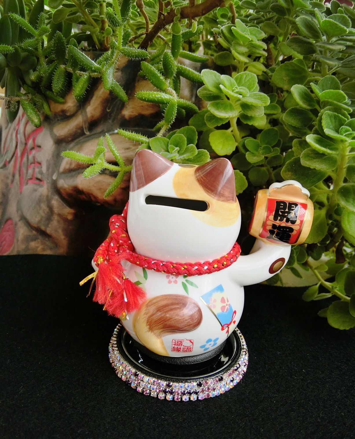 招桃花 招财猫摆件 开业 送礼 中号 陶瓷储蓄罐存钱罐固体香膏座