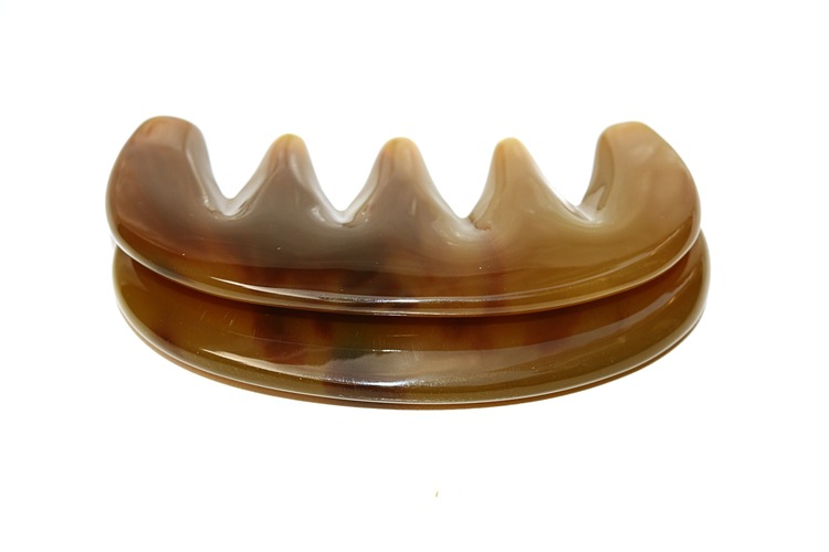 批发天然黄水牛角五齿经络梳 牛角梳大号加厚 保健按摩梳宽齿梳