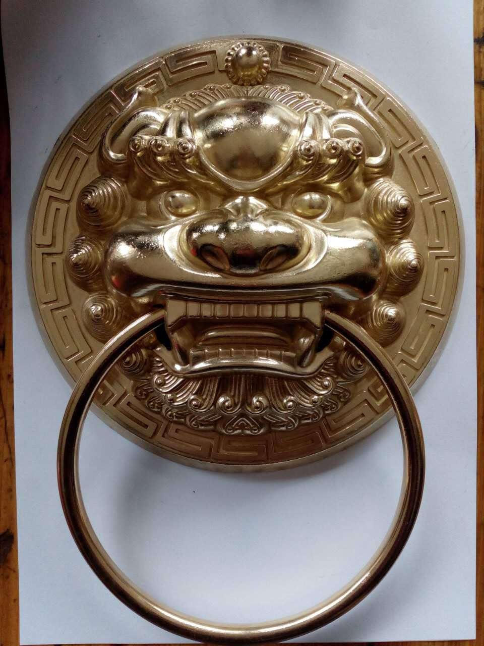 中式铜拉手仿古门环 铜工艺品古典家具铜配件 20厘米铜狮子头门环