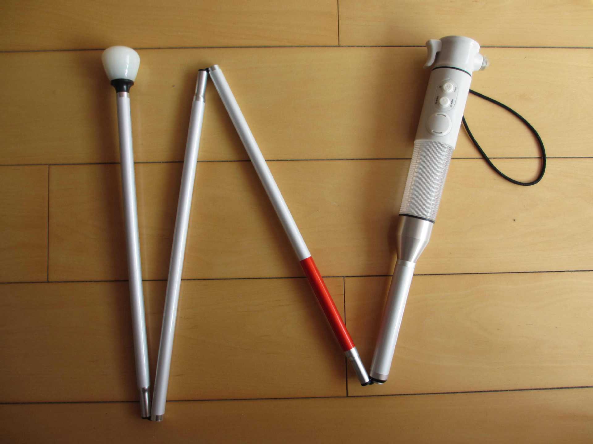 厂家直销折叠式铝合金四折多功能声光报警旋转头盲杖盲人手杖盲棍