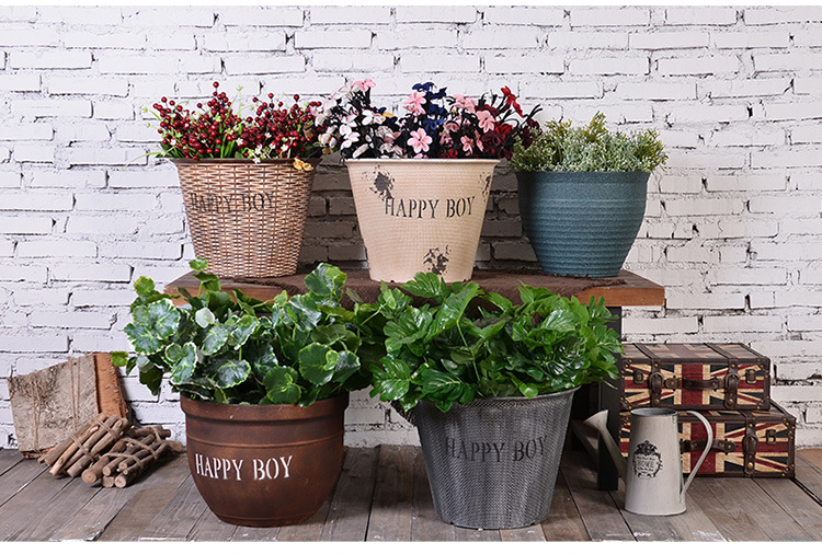 创意塑料花盆阳台摆件多肉盆栽园艺奶茶店花店寿司甜品店装饰摆设