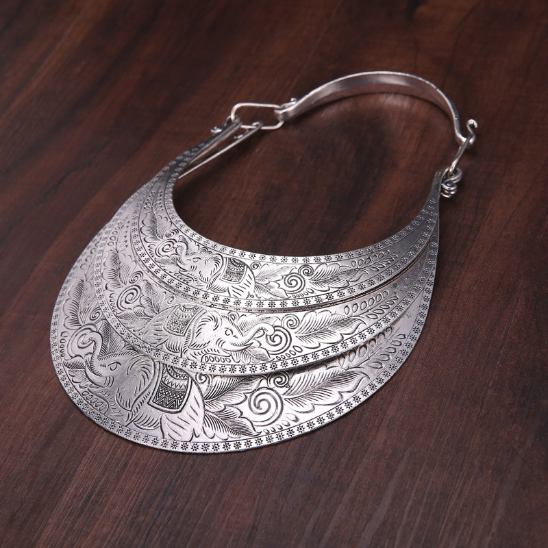 兰蝶云南民族风 复古苗银项圈苗族夸张项链挂件配饰品厂家批发