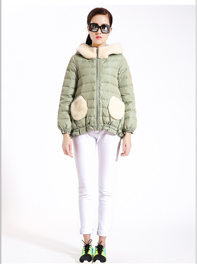 艾尚雪2016新款羽绒服女短款修身显瘦羊羔绒时尚百搭羽绒女13224