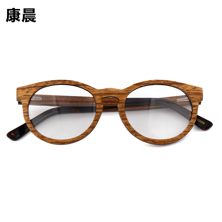 光学架木质眼镜框批发 全木框镜架近视眼镜架 复古圆框平光镜6008