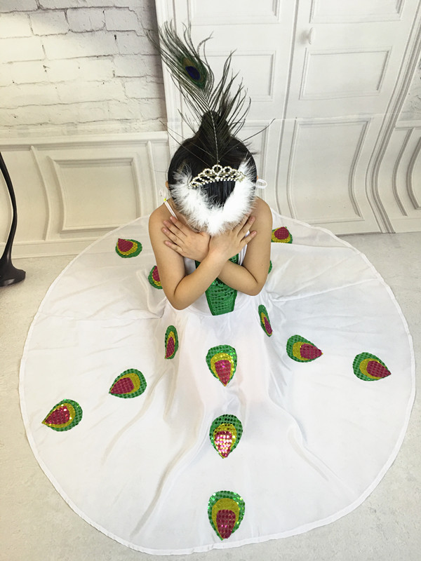 儿童孔雀演出服小孔雀表演服装孔雀舞服装成人孔雀舞蹈服装