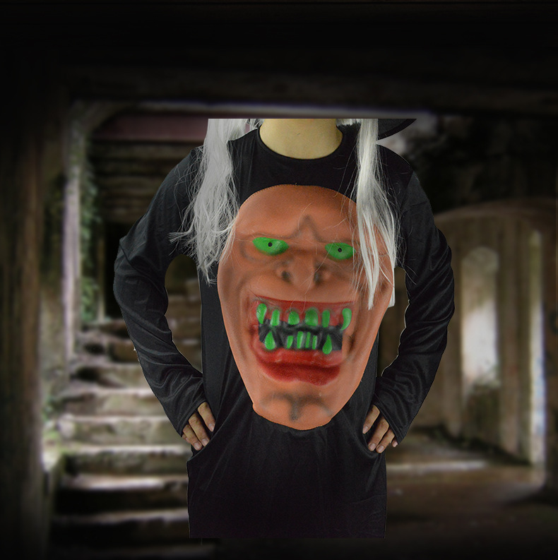 万圣节整蛊吓人服装eva大面具cos巫师袍子帽骷髅黑色怪无脸鬼衣