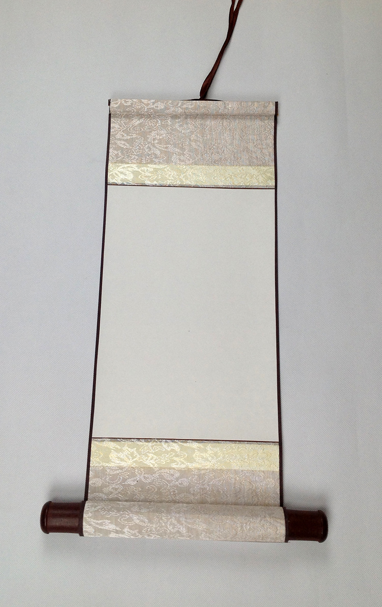 a4纸大小空白小卷轴书画生宣纸画轴立轴装裱挂轴全绫布批发包邮