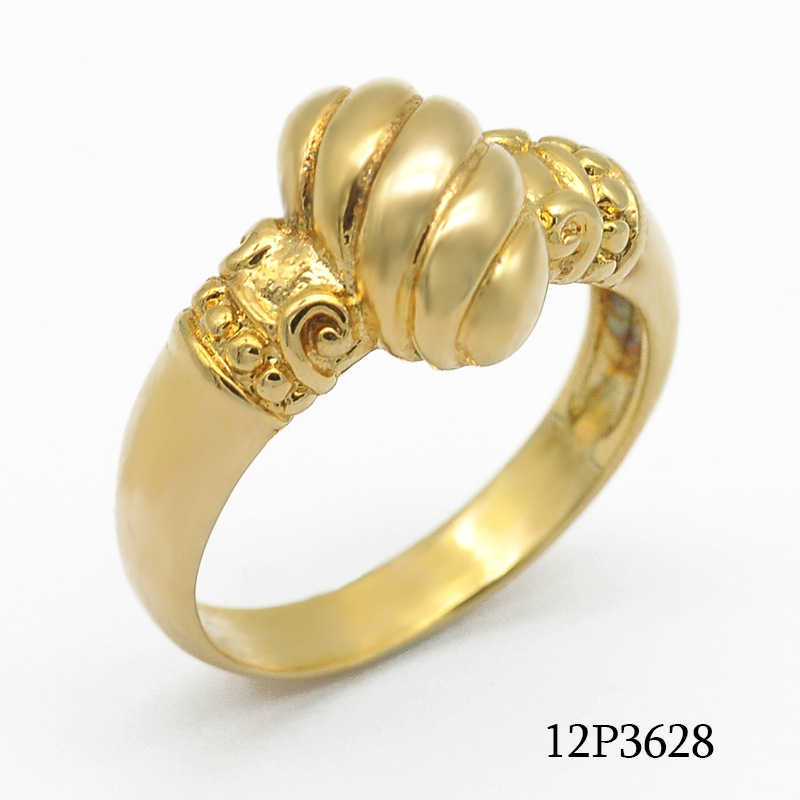 法国流行18k包金饰品 法国文化卷面包造型镀金戒指 铜首饰