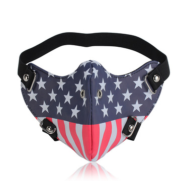 英伦皮质机车面罩潮流口罩男女欧美布带口罩防尘面罩星星图案商品