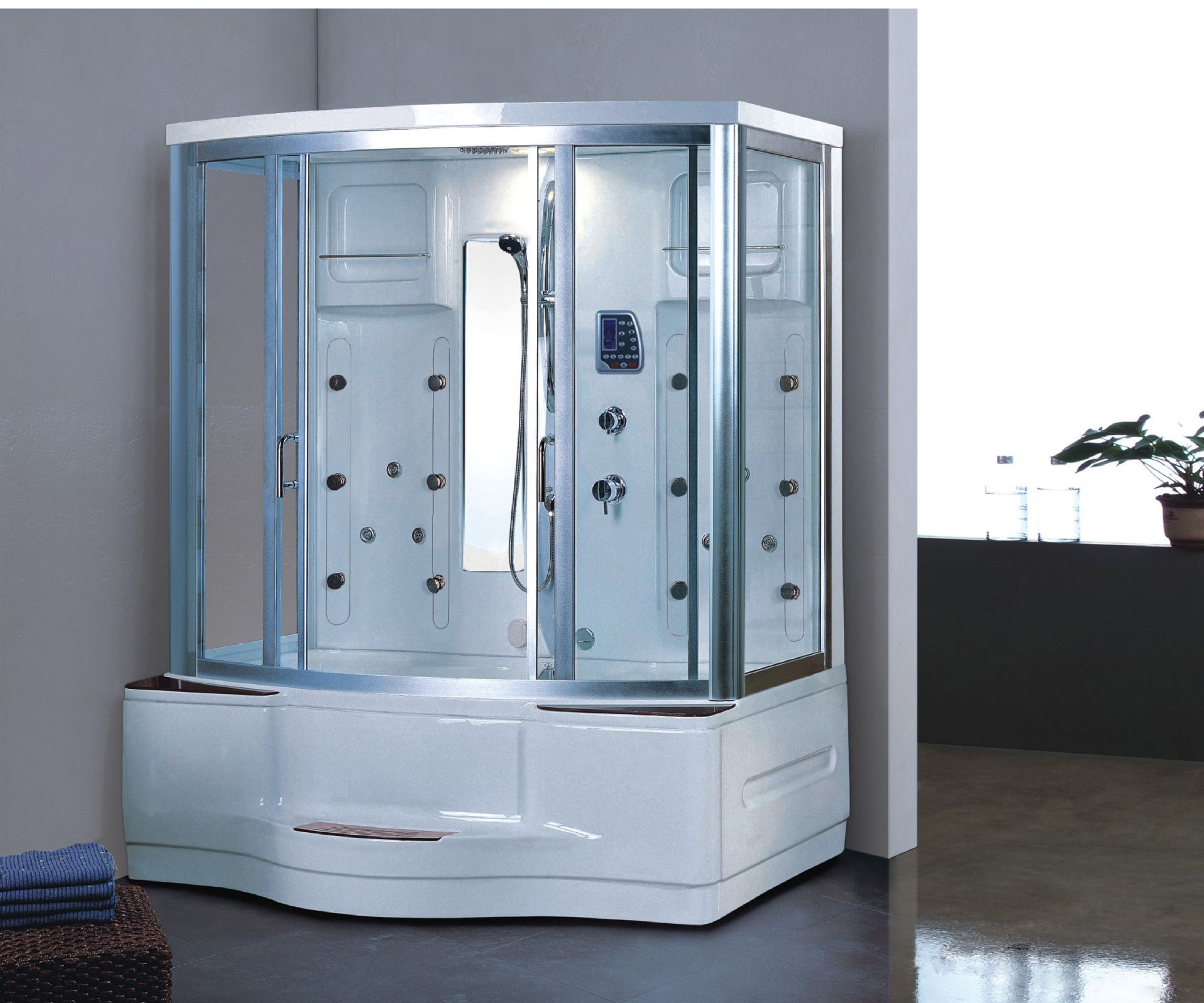 豪华电脑家庭冲浪按摩蒸汽房 钢化玻璃蒸汽整体浴缸淋浴房923