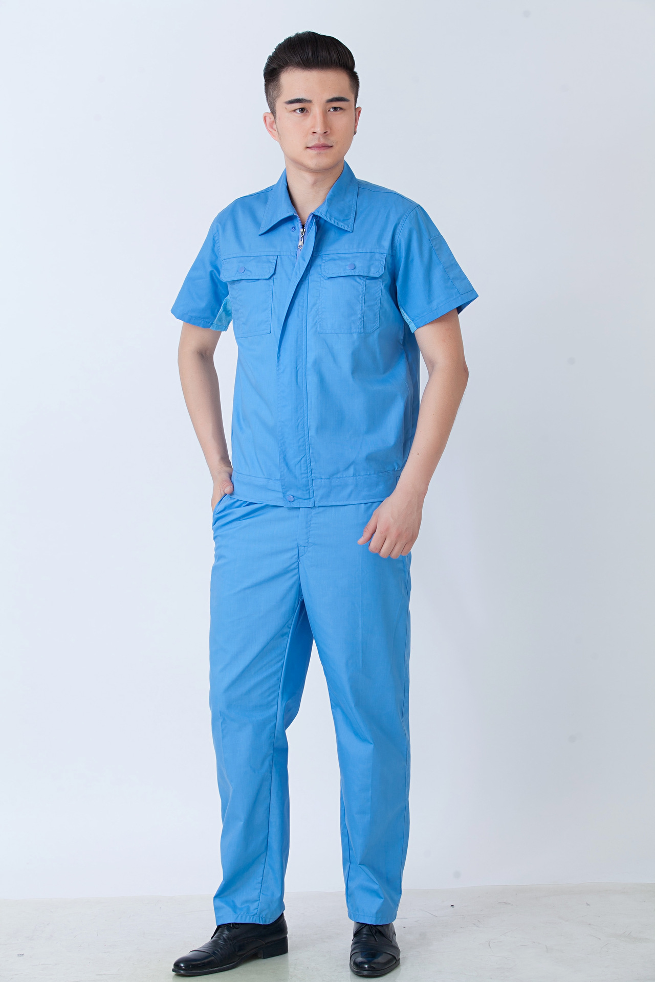 夏季短袖工作服厂服套装工厂车间半袖工装劳保服夏装工程服定做