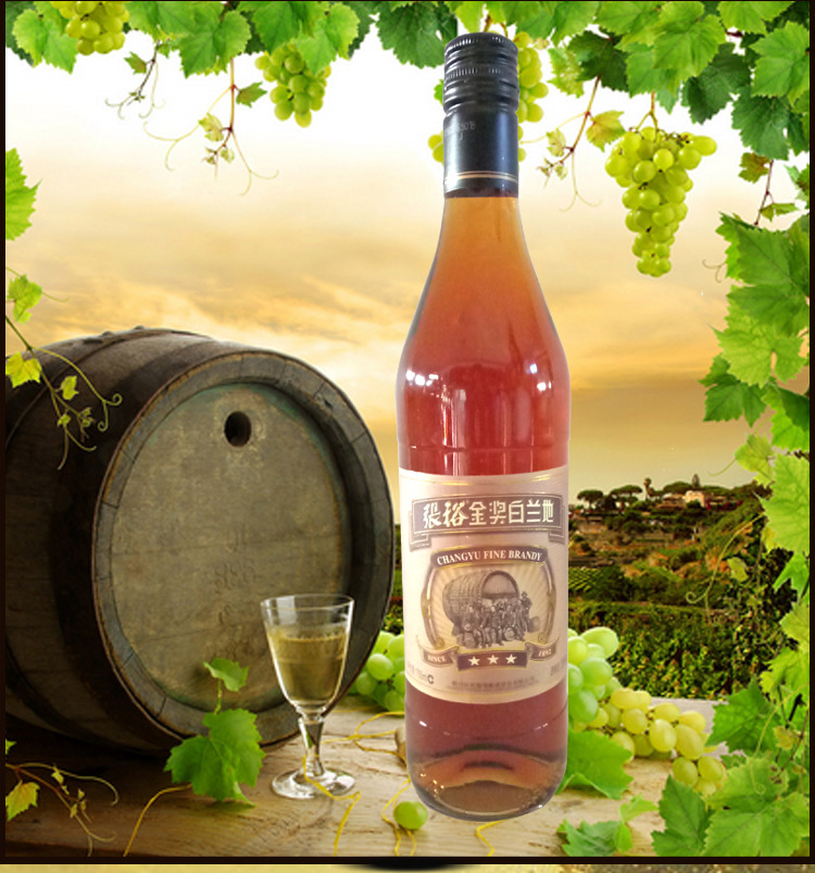 张裕金奖白兰地葡萄酒38%vol瓶装750ml/瓶 口感纯正红葡萄酒批发
