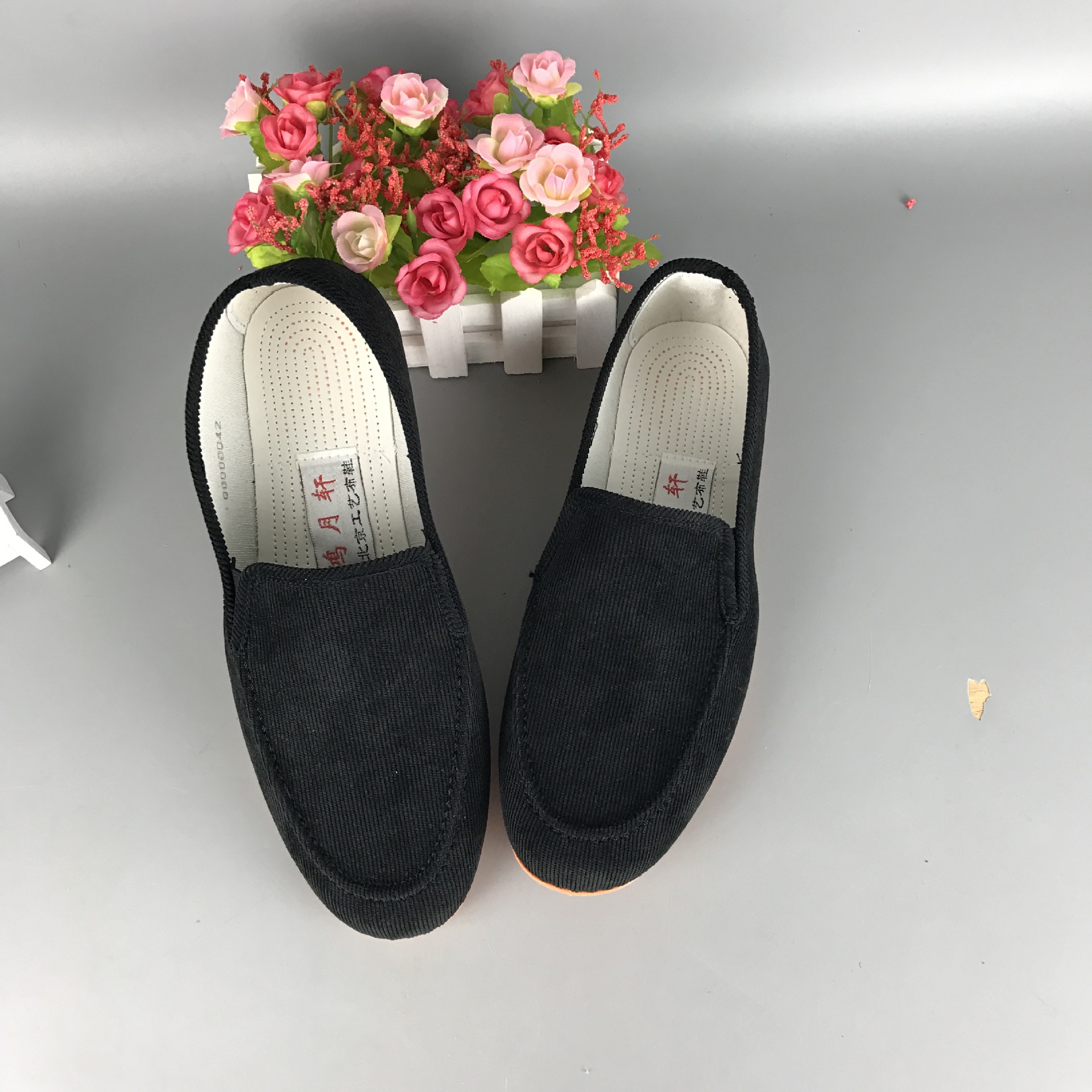 厂家直销新款平跟男鞋 条绒低帮牛筋底圆头棉布男式休闲布鞋