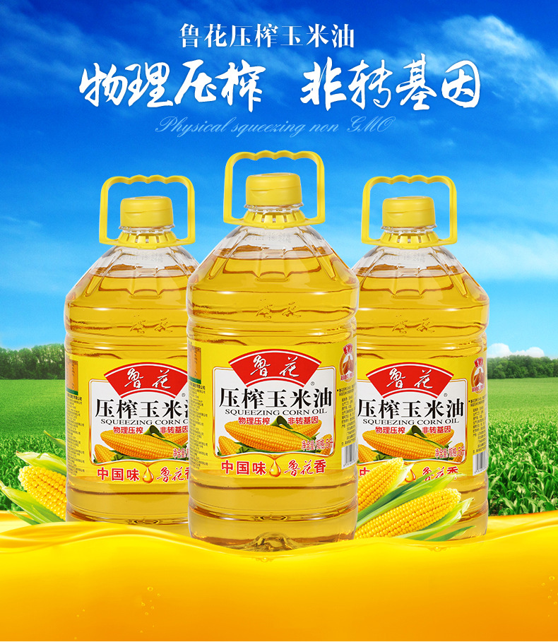 经销批发鲁花物理压榨玉米油5l*4桶 玉米胚芽油 食品压榨食用油