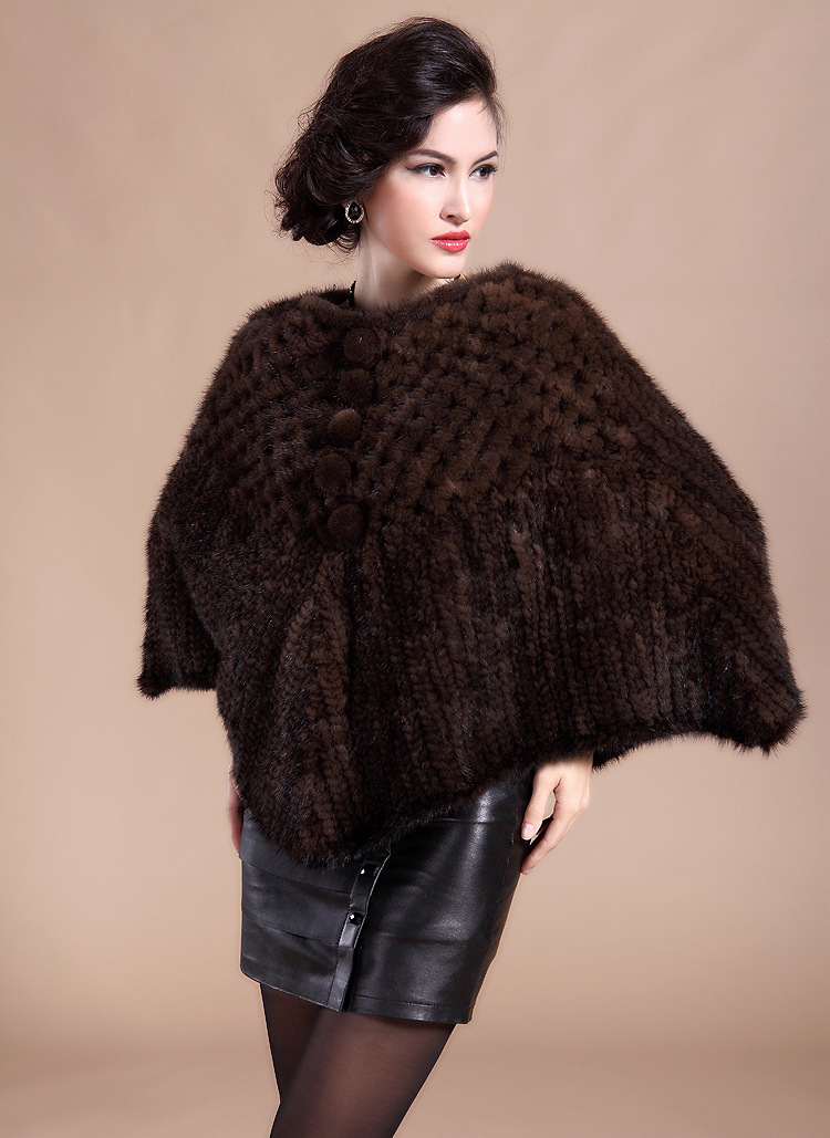 水貂编织皮草披肩披风貂毛外套斗篷 进口貂皮套肩