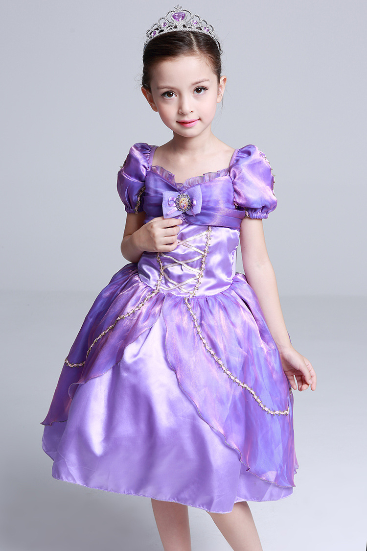 儿童夏款公主裙长发公主tangled万圣节演出礼服连衣裙女童蓬蓬裙