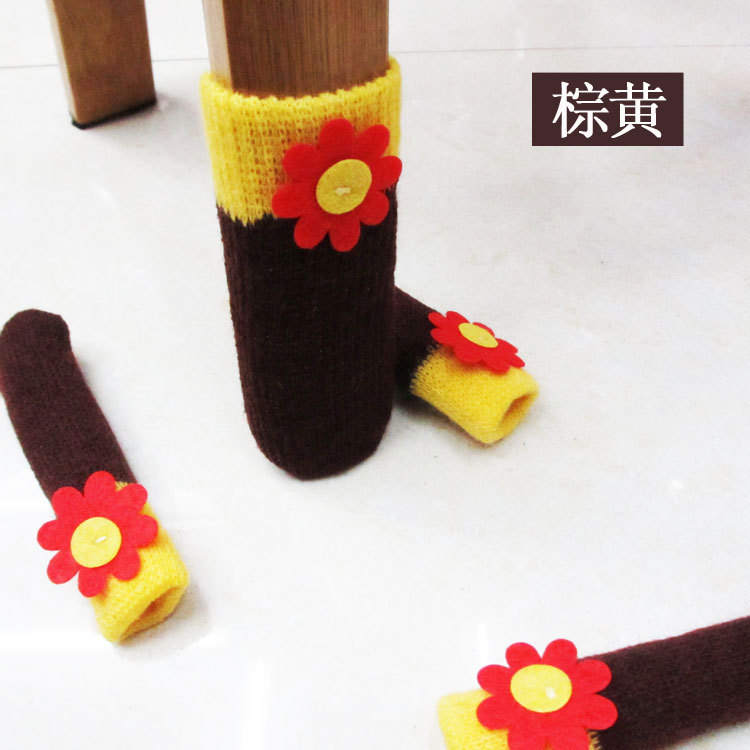 Korean Style Knitted Wool Mats for Table and Chair Legs Table Mats Chair Cover 4 Pieces