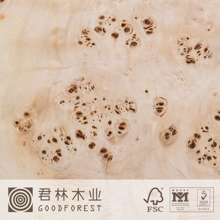 厂家热卖白杨树瘤天然木皮aaa级家具装修木皮饰面板