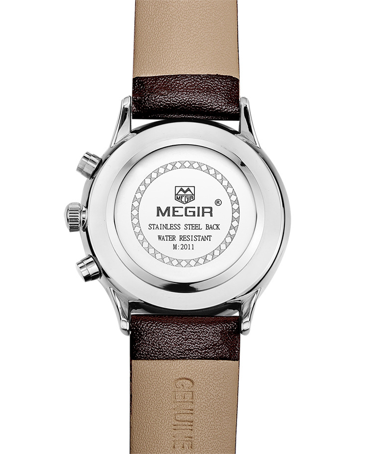 美格尔 简约带假眼表盘带日历皮带手表 淘宝怀旧 ml2011玫金megir