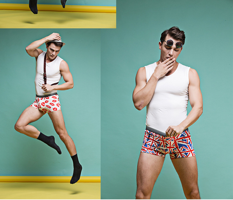 4条装 男士内裤 卡通礼盒 装中腰可爱卡通平角裤 厂家直销 可代发