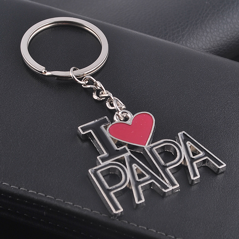 创意i love papa我爱爸爸 镂空英文字母钥匙扣挂件 母亲节促定制