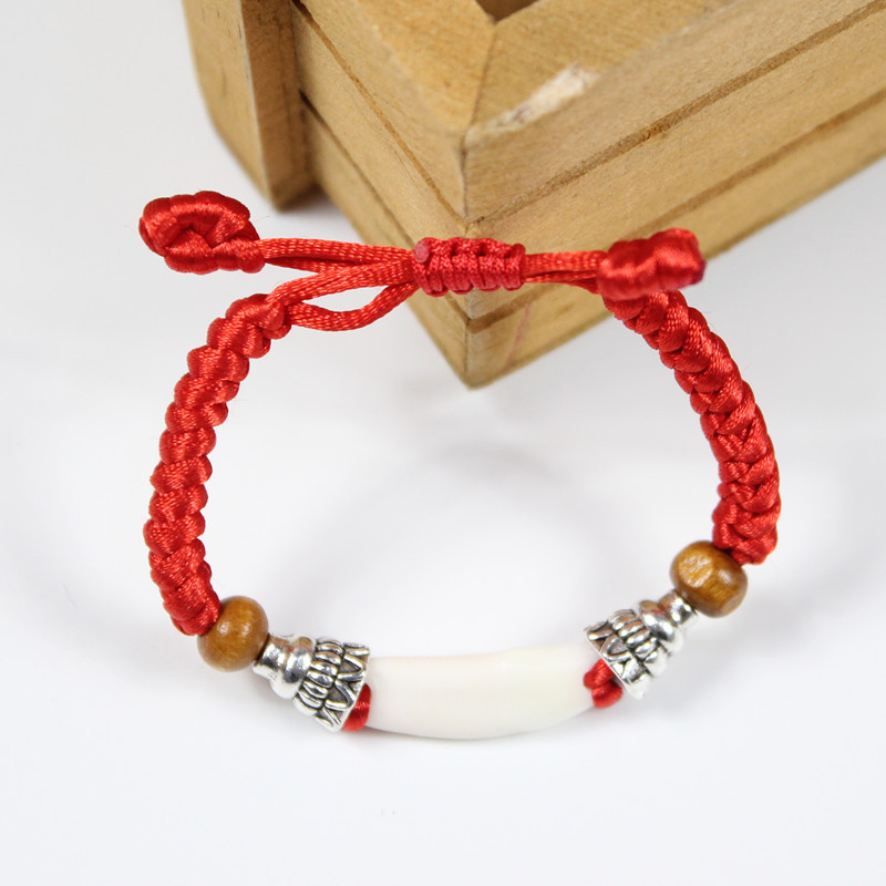 499包邮婴幼儿红绳手链带狗牙桃木藏银 宝宝压惊祈福手镯